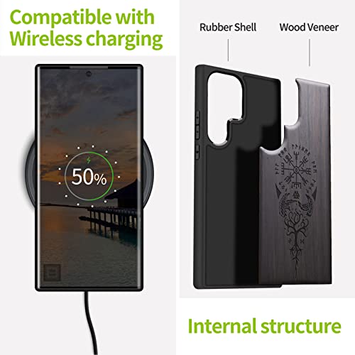 Carveit for Galaxy S23 Ultra Case, Natural Wood Black Soft TPU Protective Cover Compatible with Samsung S23 Ultra, Viking Compass-Blackwood Wood Case | Shockproof, Unique, Classy, Wooden Design - Image 4