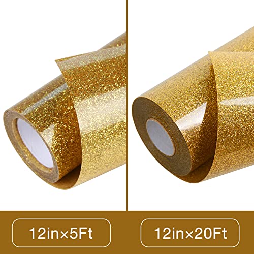 TORC Gold Glitter HTV Heat Transfer Vinyl Roll 12 inch x 5 ft Iron on Vinyl for T Shirts Crafts - Image 3