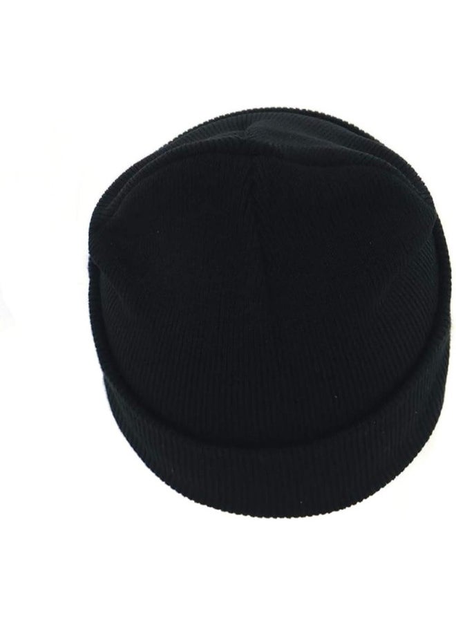 silvercnc - 1pc Man Winter Beanie Cap Creative Smile Embroidery Knitted Hat Soft Winter Hip Hop Beanies Hats Fashionable Ski Hats Black - Image 1