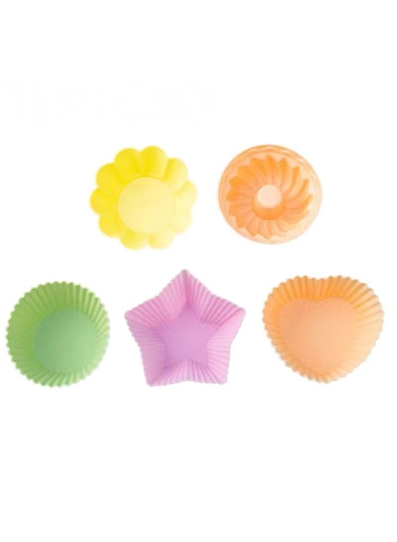 20pcs silicone cake mold Heart shaped star shaped flower circular donut rotating cake cup baking mold - Image 3