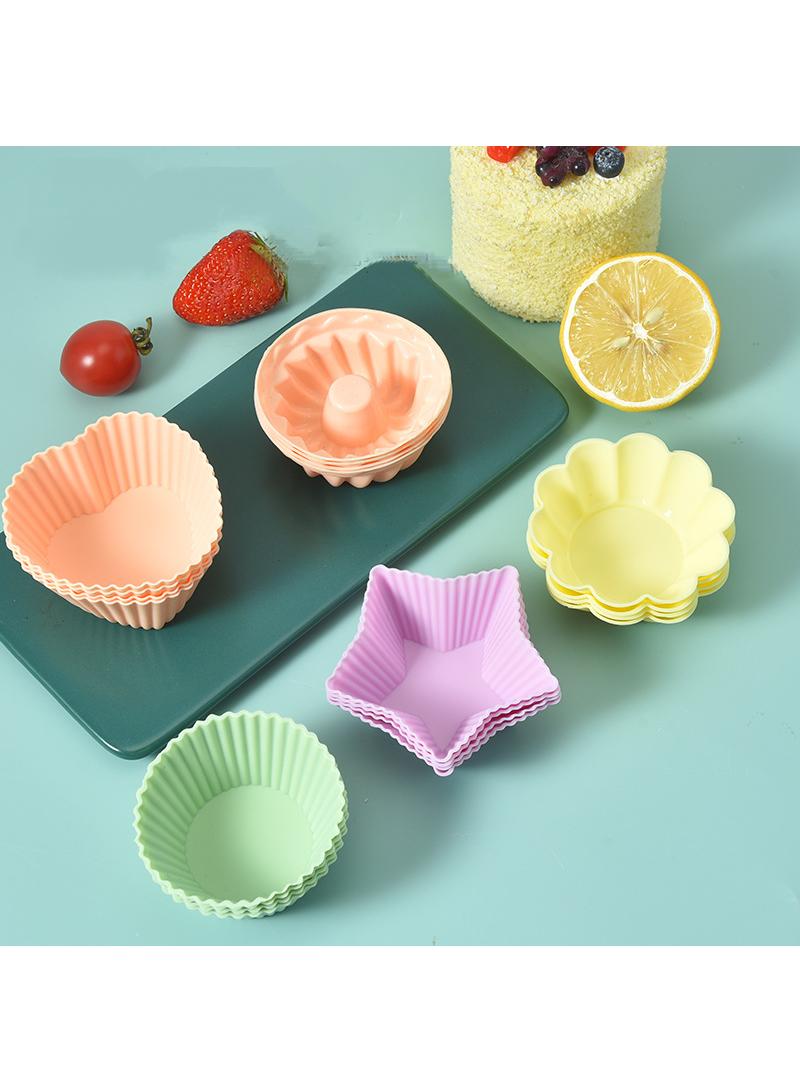 20pcs silicone cake mold Heart shaped star shaped flower circular donut rotating cake cup baking mold - Image 1
