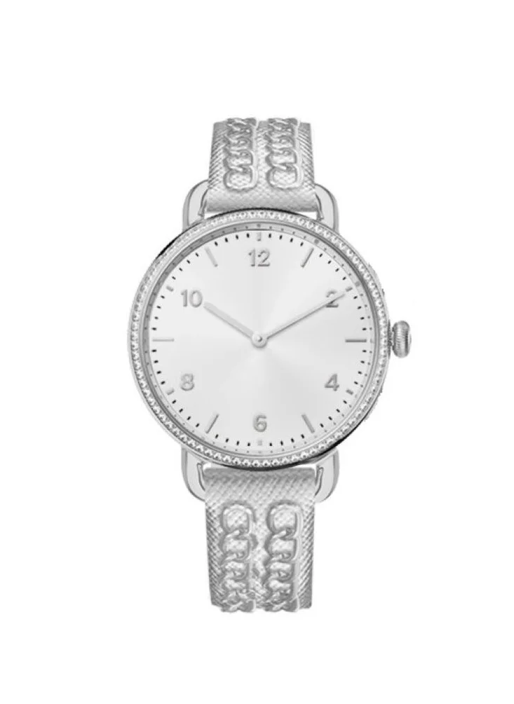 ADRIENNE VITTADINI Adrienne Vittadini Ladies Analog Watch Silver Case Silver Dial Silver-Colored Leather Strap 6210S-42-B28