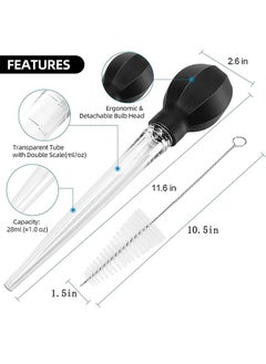Generic Large Turkey Baster with, with Silicone Suction Bulb, Ideal For Butter Drippings, Includes 1 Cleaning Brush, Premium Baster Tool for Cooking(black)  - Image 2