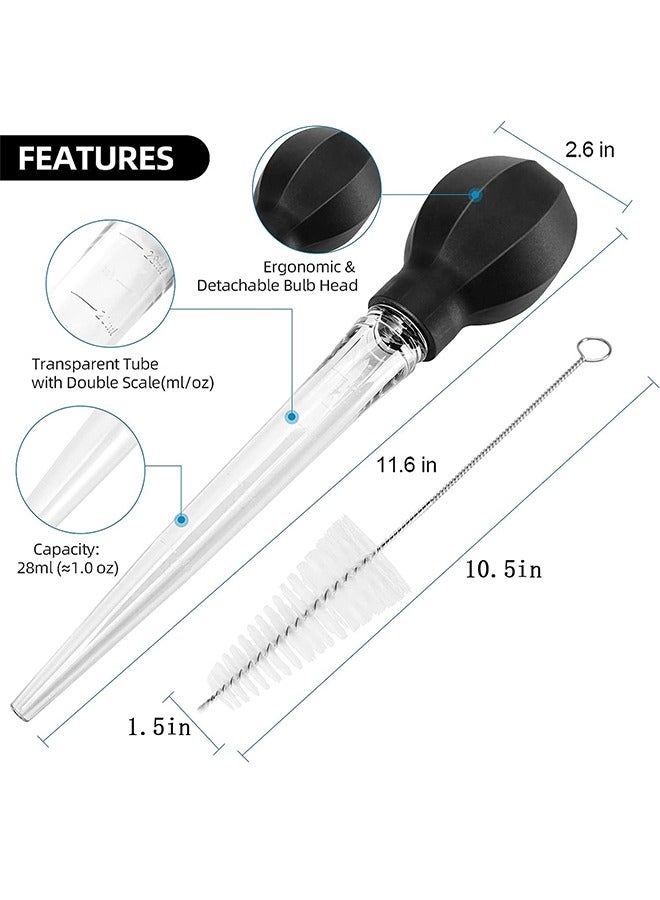 Large Turkey Baster with, with Silicone Suction Bulb, Ideal For Butter Drippings, Includes 1 Cleaning Brush, Premium Baster Tool for Cooking(black)  - Image 2
