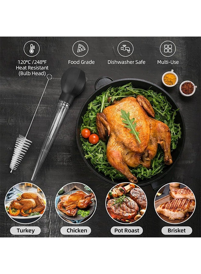 Large Turkey Baster with, with Silicone Suction Bulb, Ideal For Butter Drippings, Includes 1 Cleaning Brush, Premium Baster Tool for Cooking(black)  - Image 3