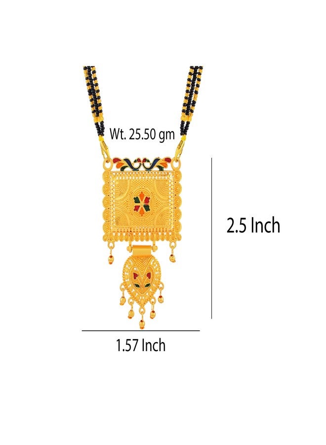 DULCI Gold Plated Square & Heart Mangalsutra with Enamel Work Traditional Indian Jewelry - Image 2