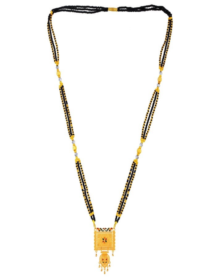 DULCI Gold Plated Square & Heart Mangalsutra with Enamel Work Traditional Indian Jewelry - Image 3