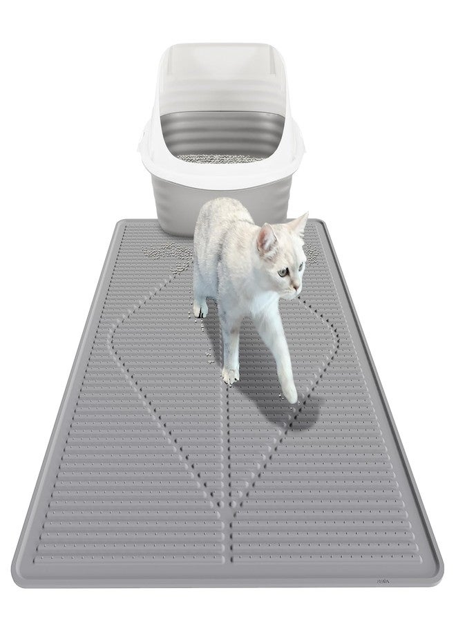 Mofason Cat Litter Mat XXL - Waterproof Kitty Litter Box mat for Floor - Extra Large Pet Trapping Litter Rug Pad - Silicone Cat Supplies & Accessories for Indoor Cats (38" x 25") -Grey - Image 1