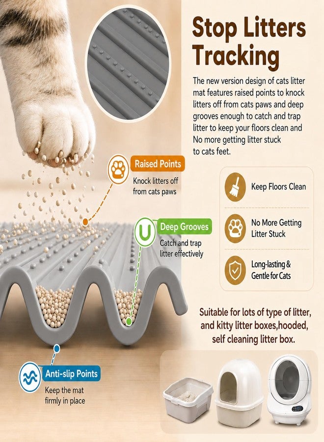 Mofason Cat Litter Mat XXL - Waterproof Kitty Litter Box mat for Floor - Extra Large Pet Trapping Litter Rug Pad - Silicone Cat Supplies & Accessories for Indoor Cats (38" x 25") -Grey - Image 2