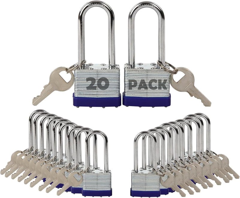 SEPOX ® 20-Pcs Pack Keyed-Alike Lock Set | Sturdy Hardened Steel | Long Shank Secure | 1-9/16" 40MM Heavy-Duty Body | Same Keys 2 Pcs Each | Superb for Lockers, Tools Box, Fence - Image 1