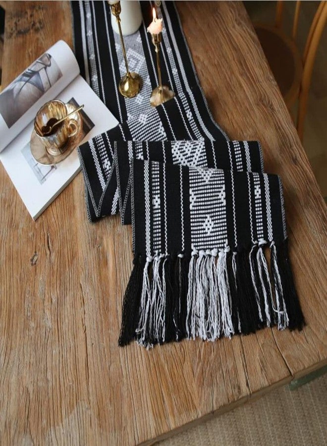vgunama Boho Table Runner with Tassel, Farmhouse Table Runner 71 Inches Long for Dining Table Decor, Wedding, Party and Dresser Decor, Black and White - Image 4
