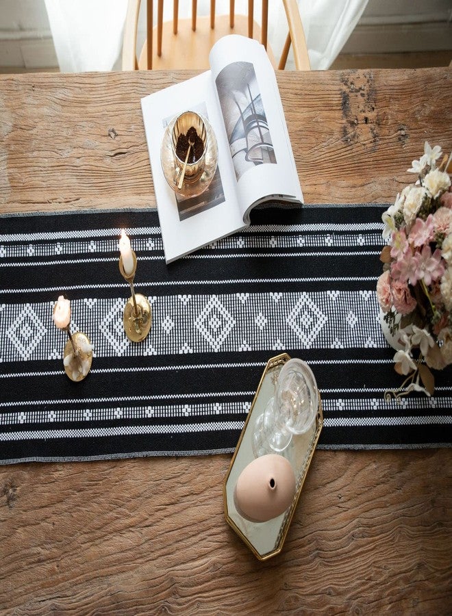 vgunama Boho Table Runner with Tassel, Farmhouse Table Runner 71 Inches Long for Dining Table Decor, Wedding, Party and Dresser Decor, Black and White - Image 5