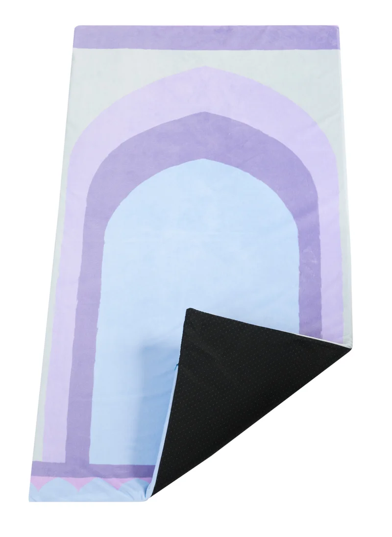 Sabr Luxury Padded Prayer Mat with Memory Foam - Baghdad -Inspired Design, Suede-Like Finish, Comfortable Purple and Blue Salah Mat (120x60 cm)