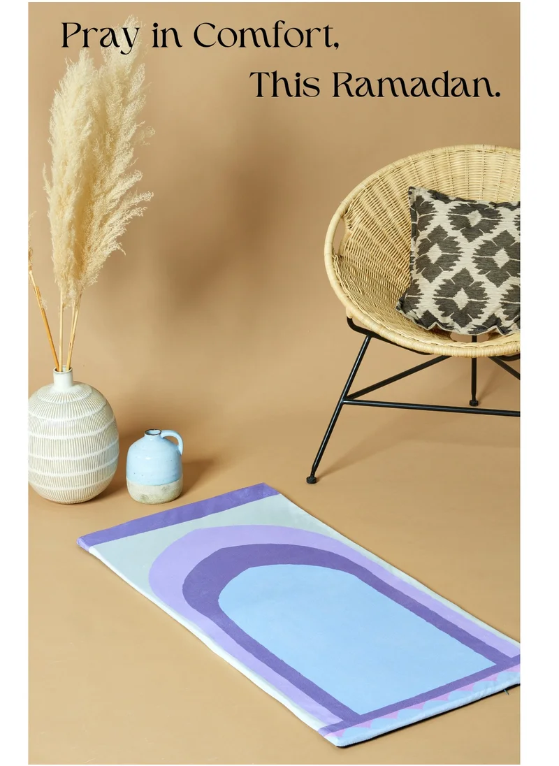 Sabr Luxury Padded Prayer Mat with Memory Foam - Baghdad -Inspired Design, Suede-Like Finish, Comfortable Purple and Blue Salah Mat (120x60 cm)