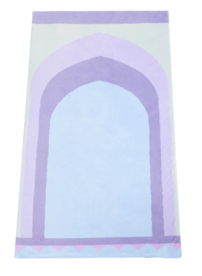Sabr Luxury Padded Prayer Mat with Memory Foam - Baghdad -Inspired Design, Suede-Like Finish, Comfortable Purple and Blue Salah Mat (120x60 cm)