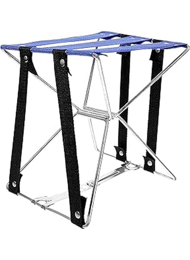 Portable Folding Stool Lightweight Blue Camping Seat for Outdoor Hiking Fishing Travel - Image 1