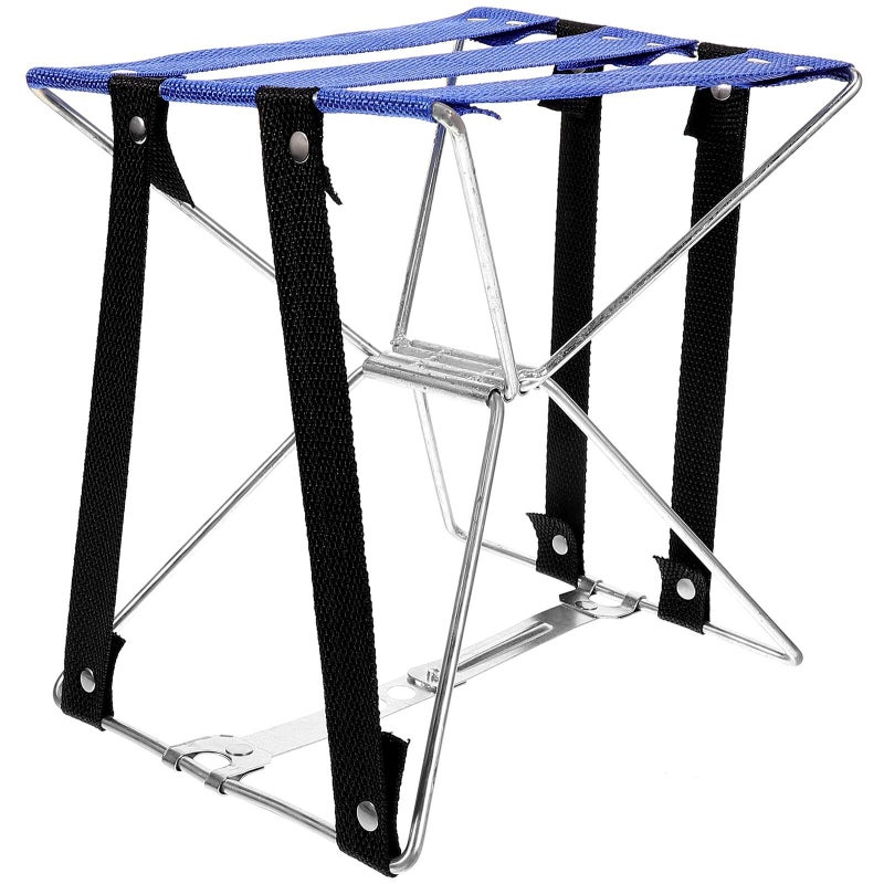 Portable Folding Stool Lightweight Blue Camping Seat for Outdoor Hiking Fishing Travel - Image 2