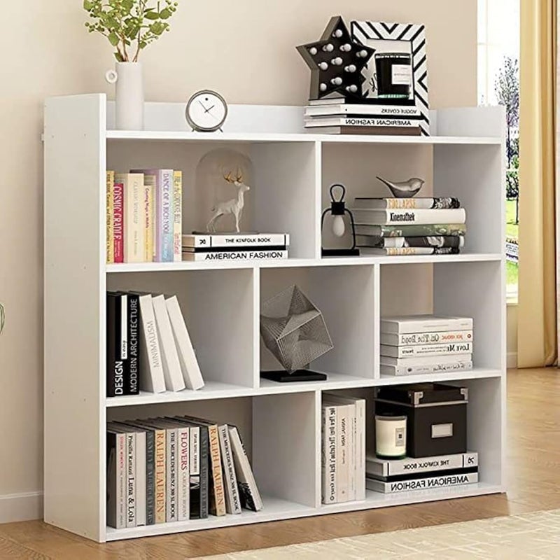 Wood Bookshelf Organizer in White, 90x20x80cm Geometric Display Shelf for Modern Home, Library, or Office, S-Shaped Freestanding Bookcase, Unique Design for Every Room - Image 2