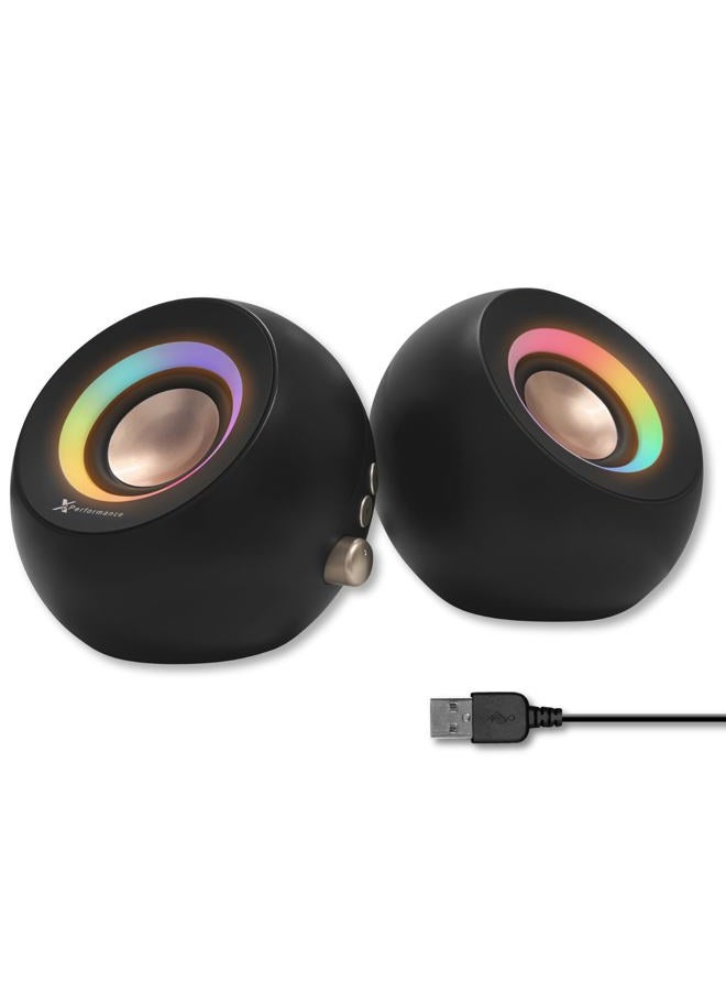 X9 Performance X9 Black Computer Speakers for Desktop PC with 2 Units, RGB Light USB Speaker, Bluetooth Desktop Speakers, Triple Mode Connection Aux USB Powered Plug & Play PC Speakers for Desktop, Laptops, Tablet - Image 1