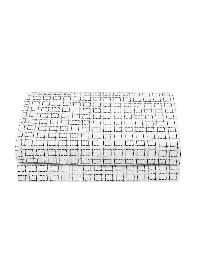 RANGBHAR Handloom Cotton 210 TC Double Bedsheet Without Pillow Covers, Woven Checkered Bedcover, 90 X 100 Inch, White Box - Image 2