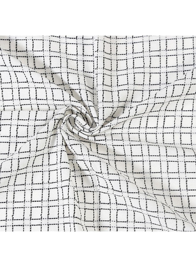 RANGBHAR Handloom Cotton 210 TC Double Bedsheet Without Pillow Covers, Woven Checkered Bedcover, 90 X 100 Inch, White Box - Image 5