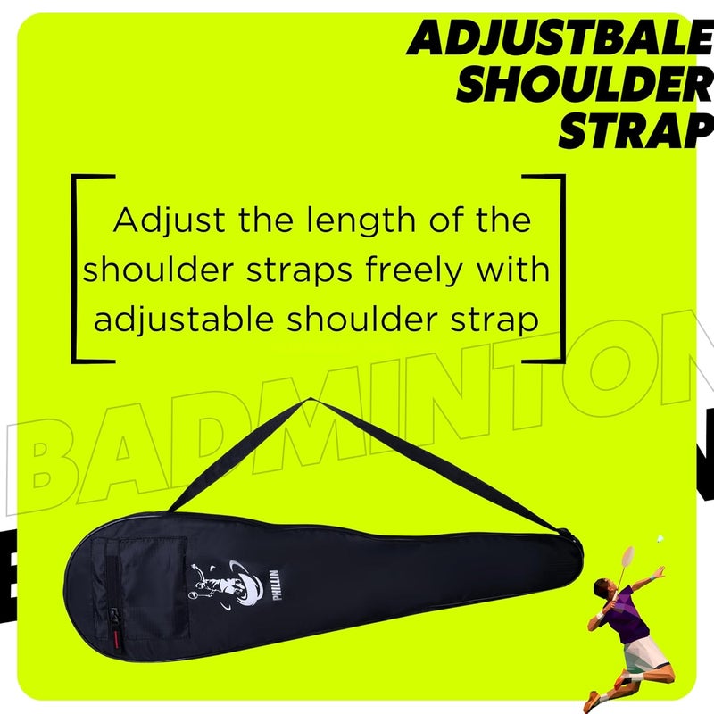 PHILLIN Badminton Cover for Shuttlecock Bat Set Badminton Kit Bag with Front Zipper Pocket Lightweight Stylish Sports Bag for Shuttle Bats - Black - Image 4