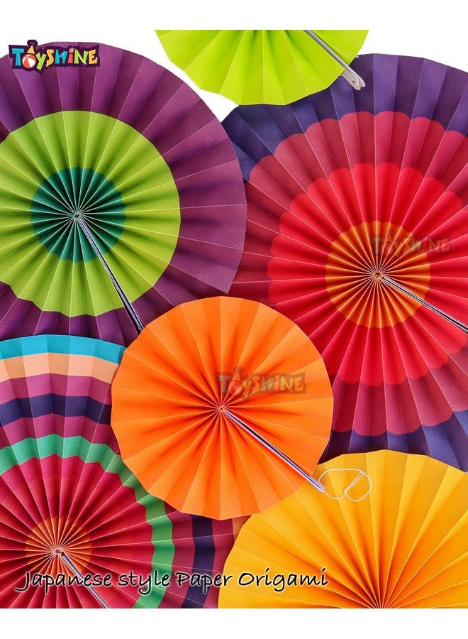 Toyshine مجموعة زينة حائط حفلة تويشاين (6 مروحات ورقية دائرية متنوعة) زينة حفلة عيد ميلاد حفلة أطفال حفلات زفاف | تصميم فني إبداعي (متعدد الألوان، مجموعة مكونة من 6 قطع) - Image 2