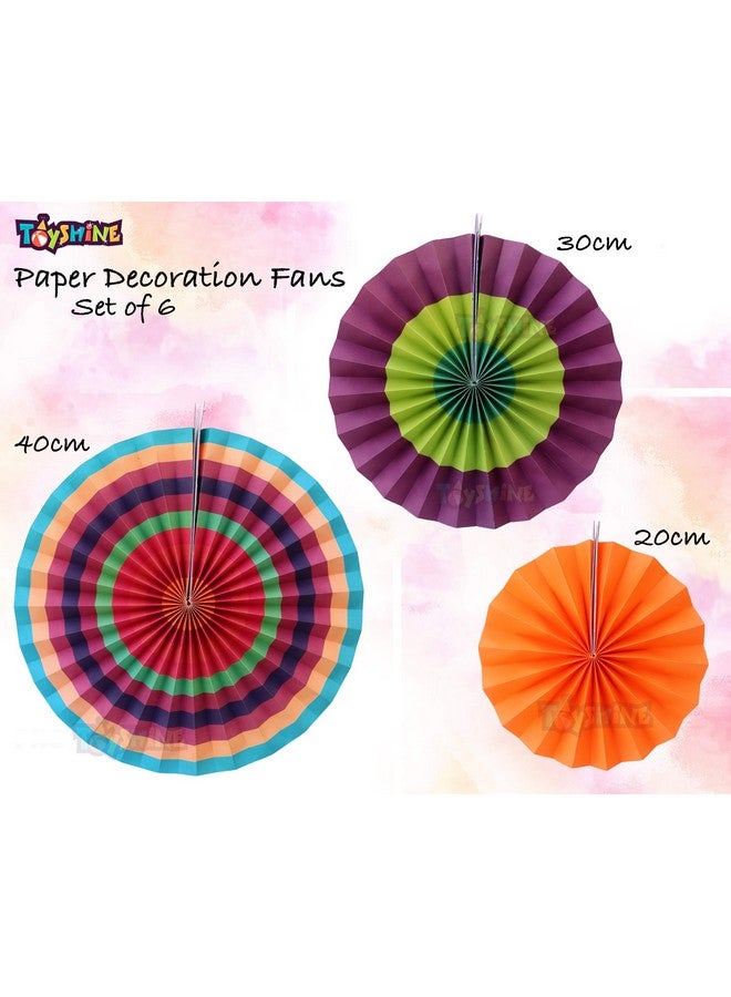 Toyshine مجموعة زينة حائط حفلة تويشاين (6 مروحات ورقية دائرية متنوعة) زينة حفلة عيد ميلاد حفلة أطفال حفلات زفاف | تصميم فني إبداعي (متعدد الألوان، مجموعة مكونة من 6 قطع) - Image 5