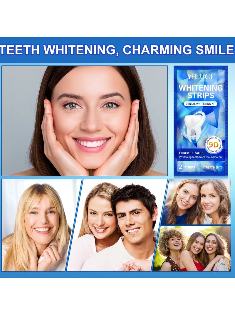 Yecuce 28pcs 9D Teeth Whitening Strips Upgraded Teeth Whitener Strips Enamel Safe Sensitive Teeth Whitening Individual Strips Gel Teeth Cleaning Strips for Fast Remove Yellowing Tooth Strips  - Image 5