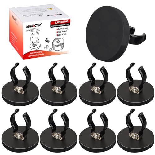MUTUACTOR Universal Magnetic Mount Heavy Duty Hooks for Flashlight Holder,Anti-slipLarge Opening Durable Magnets Flexible Clamps for Garage Organize Garden Workshop Tools Storage,8PCS - Image 1