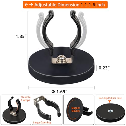 MUTUACTOR Universal Magnetic Mount Heavy Duty Hooks for Flashlight Holder,Anti-slipLarge Opening Durable Magnets Flexible Clamps for Garage Organize Garden Workshop Tools Storage,8PCS - Image 5