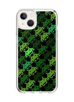 Classic Clear Case for Apple iPhone 15 Hybrid Soft Case Flexible Edges Anti Drop TPU PC Gel Thin Transparent Cover [ Designed for Apple iPhone 15 ] - Invader Matrix Full Print