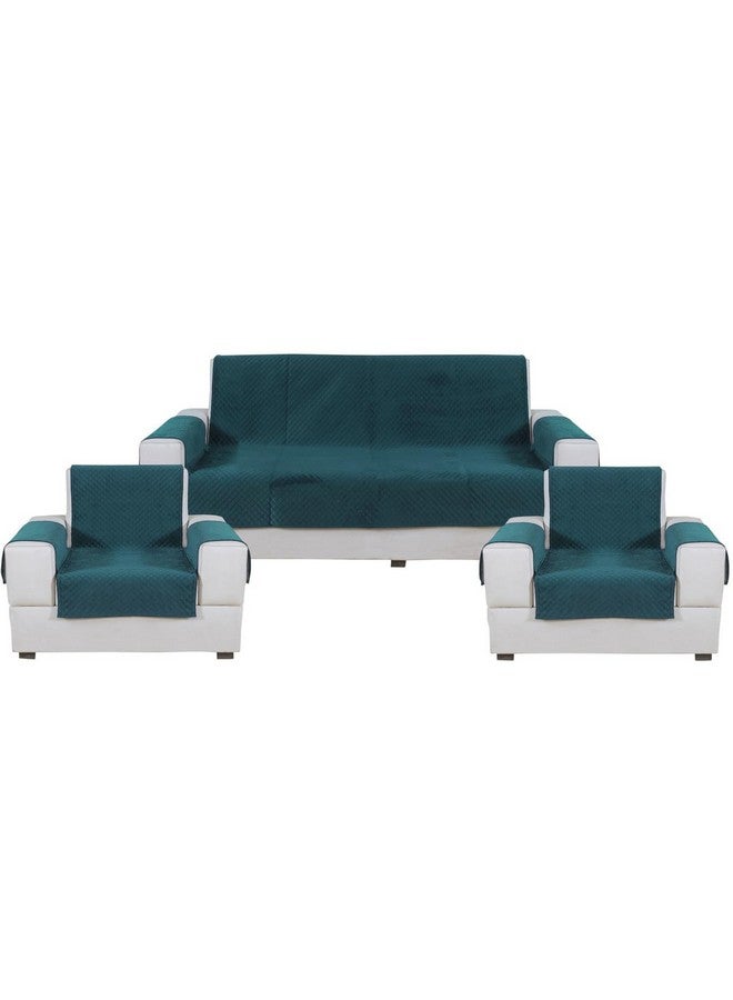 Nendle Luxurious Soft Velvet Quilted Anti-Slip Sofa Cover 5 Seater Fully Covered with Combined Sofa Seat, Back and Arms Protector Covers (Peacock Blue, Pack of 3+1+1) - Image 2
