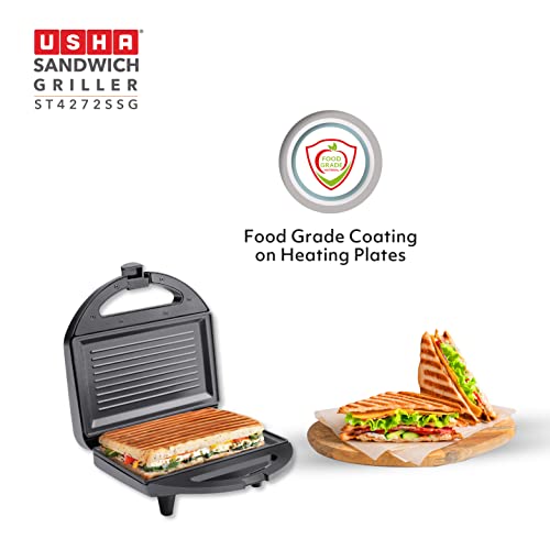 Usha 750 W ST4272 SSG Non-Stick Food Grade Material Sandwich Griller (Stainless Steel) with 2 years warranty - Image 4
