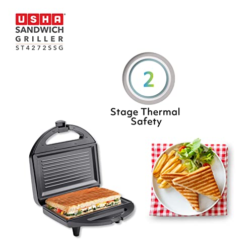 Usha 750 W ST4272 SSG Non-Stick Food Grade Material Sandwich Griller (Stainless Steel) with 2 years warranty - Image 5