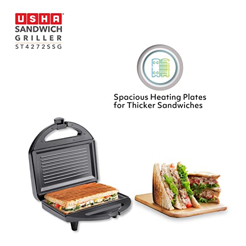 Usha 750 W ST4272 SSG Non-Stick Food Grade Material Sandwich Griller (Stainless Steel) with 2 years warranty - Image 3