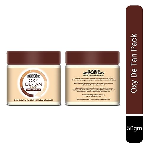 KEYA SETH AROMATHERAPY, DEVICE OF DROP Keya Seth Aromatherapy Oxy De Tan Removal for Glowing & Lighting oil Control, Anti Acne & Pimples Blemishes Pigmentation De Tan pack for Face & Body – No Ammonia & Blech. 50gm - Image 2