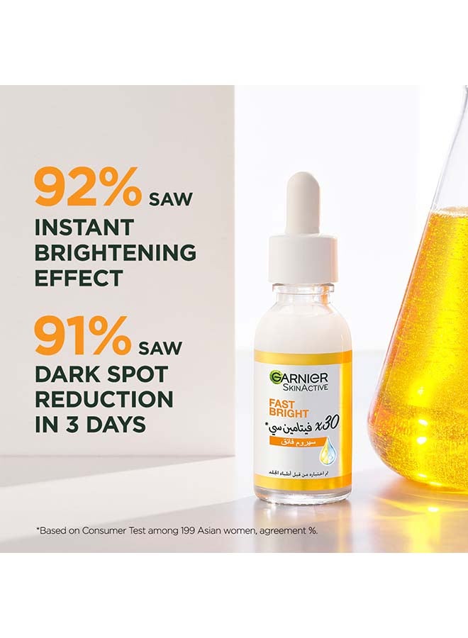 Garnier SkinActive Fast Bright Vitamin C Face Serum 30ml +  Super UV Invisible Serum Sunscreen 30ml - Image 2