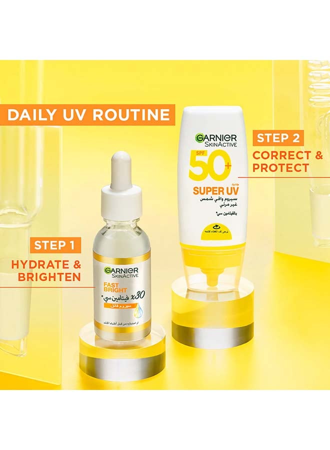 Garnier SkinActive Fast Bright Vitamin C Face Serum 30ml +  Super UV Invisible Serum Sunscreen 30ml - Image 4