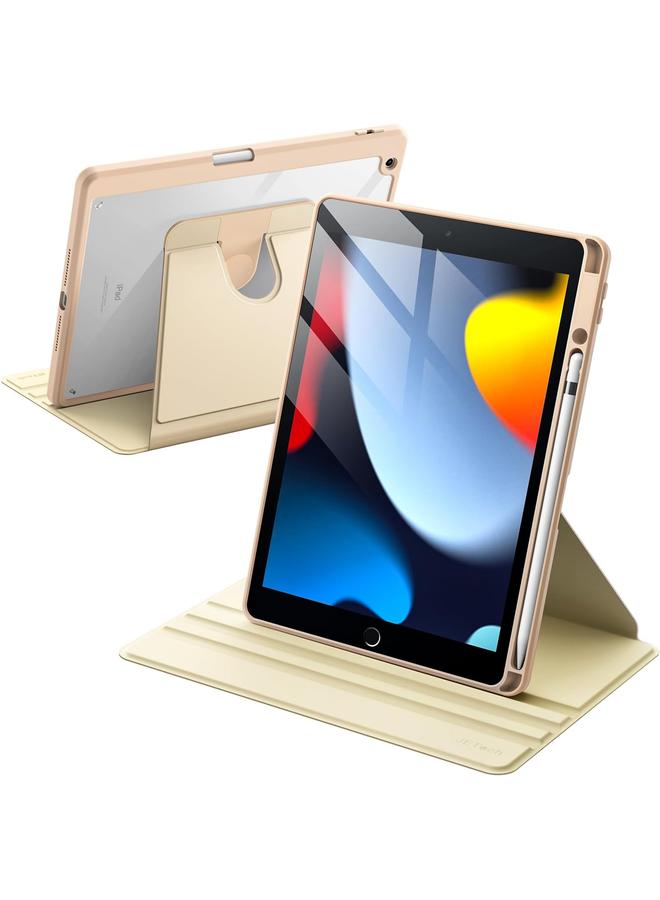 Jetech Rotating Case For Ipad 9 8 7 10.2 Inch 2021 2020 2019 Model 9Th 8Th 7Th Generation With Pencil Holder 360 Degree Rotation Protective Stand Cover Clear Back Auto Wake Sleep Gold - Image 1
