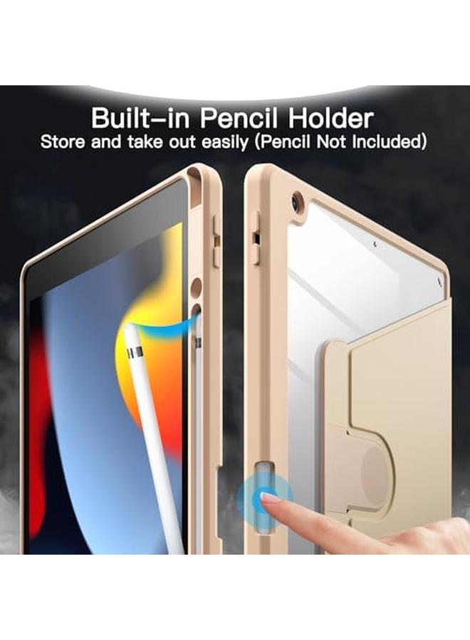 Jetech Rotating Case For Ipad 9 8 7 10.2 Inch 2021 2020 2019 Model 9Th 8Th 7Th Generation With Pencil Holder 360 Degree Rotation Protective Stand Cover Clear Back Auto Wake Sleep Gold - Image 5