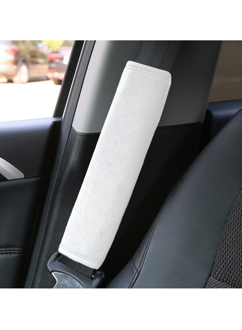 Generic 2 PCS Car Seat Belt Pads Cover Soft Seat belt Shoulder Pad Safety Belt Strap Shoulder Pad Comfortable Ice Silk Fabric(White)  - Image 2
