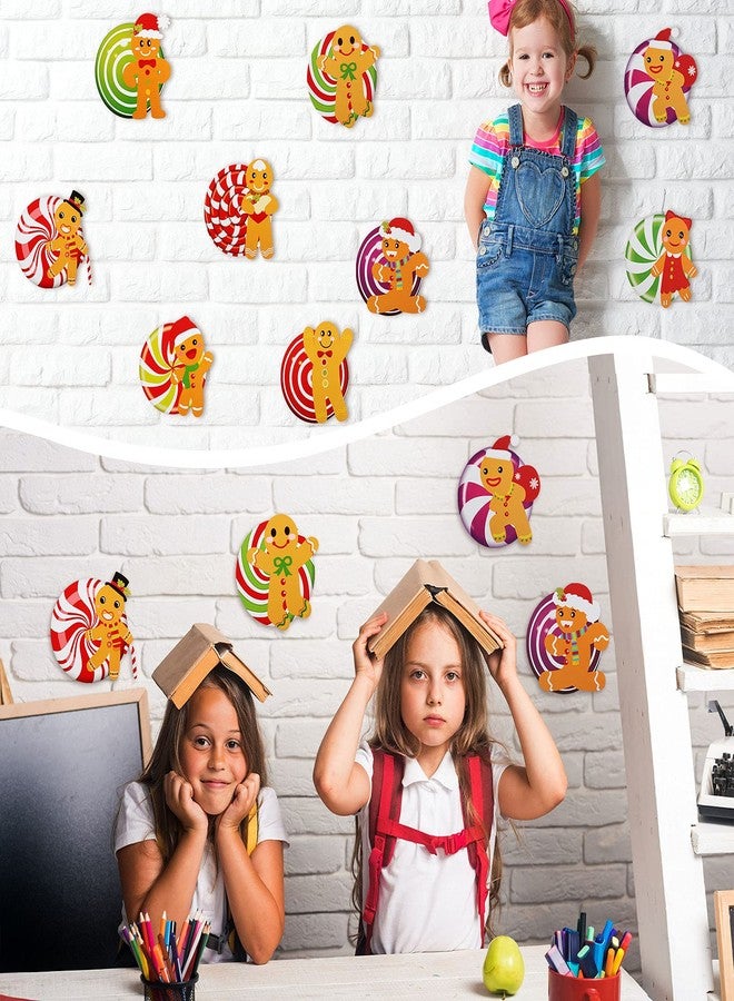 Chinco 45 Pieces Christmas Gingerbread Cutouts Gingerbread Candy Lollipop Cut-Outs Peppermint Candyland Cutouts Classroom Decoration for Winter Bulletin Board School Classroom Christmas Party Decoration - Image 4