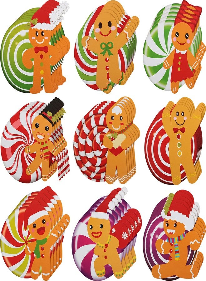 Chinco 45 Pieces Christmas Gingerbread Cutouts Gingerbread Candy Lollipop Cut-Outs Peppermint Candyland Cutouts Classroom Decoration for Winter Bulletin Board School Classroom Christmas Party Decoration - Image 1