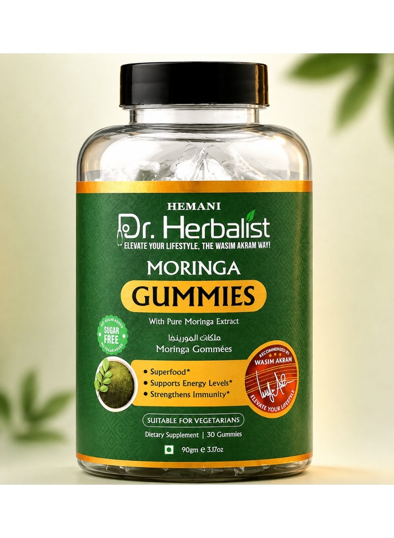 HEMANI Dr. Herbalist Moringa Gummies Superfood Daily Wellness Sugar Free Vegetarian 30 Pieces - Image 1