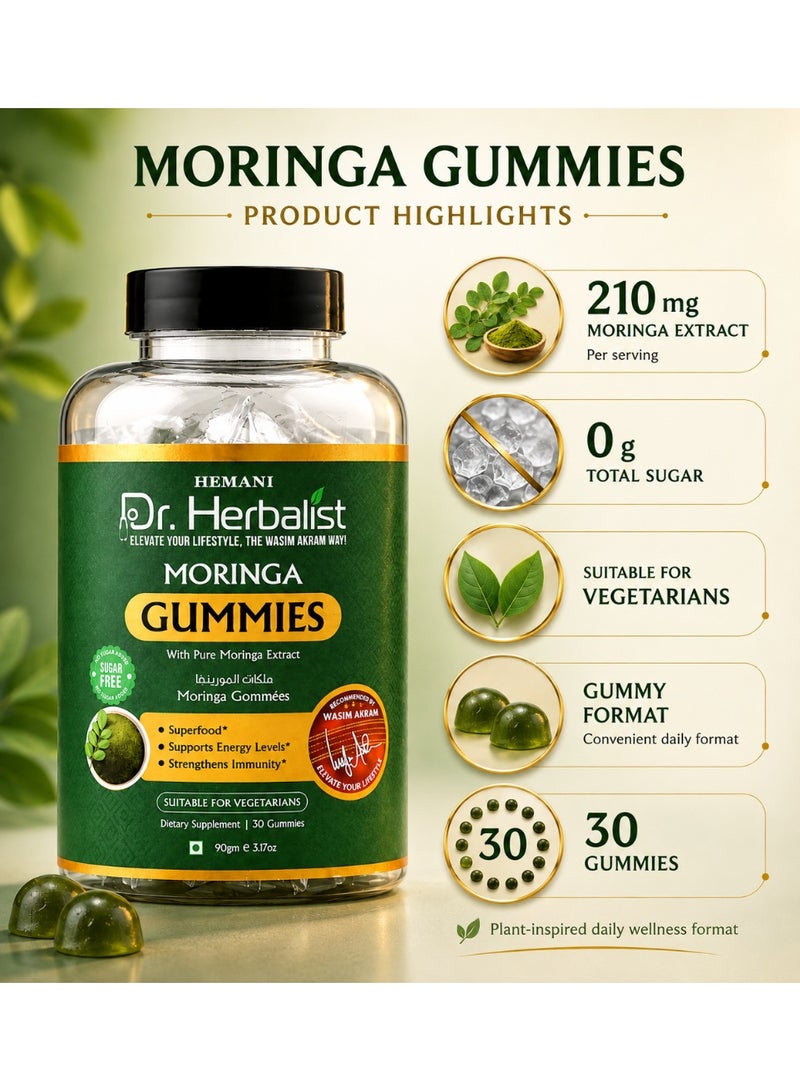 HEMANI Dr. Herbalist Moringa Gummies Superfood Daily Wellness Sugar Free Vegetarian 30 Pieces - Image 3