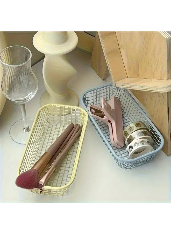 Yellow Stackable Storage Basket Multi-Purpose Desktop Organizer - Image 1