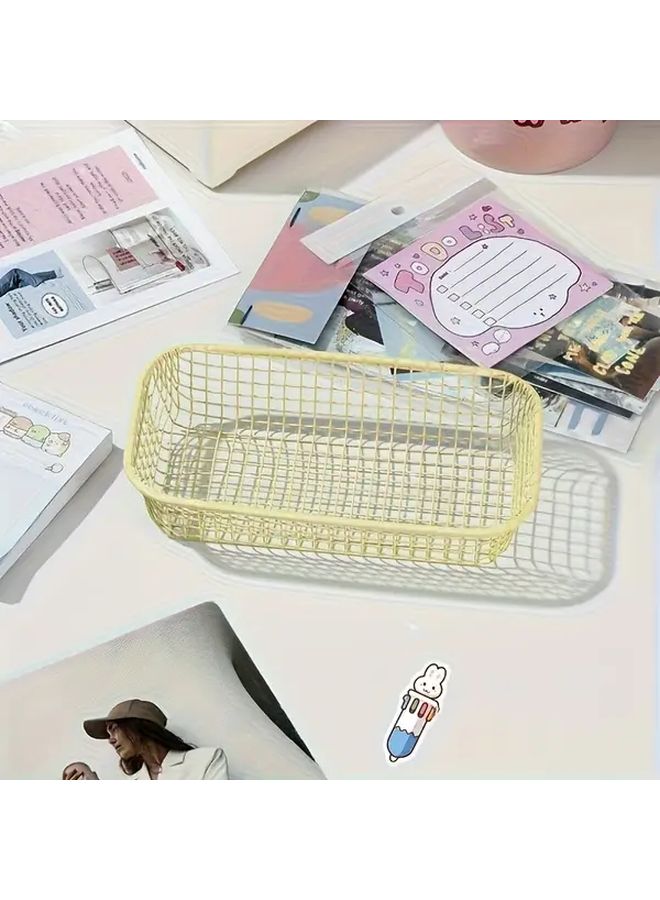 Yellow Stackable Storage Basket Multi-Purpose Desktop Organizer - Image 4