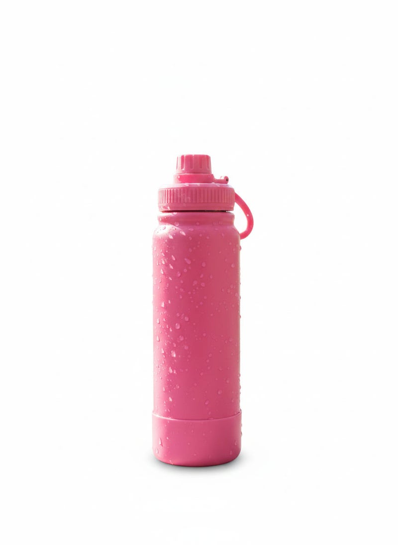 Stainless steel sports water bottle, 800ml, double-walled insulation, lid, wide mouth, leak-proof, for sports and outdoor activities