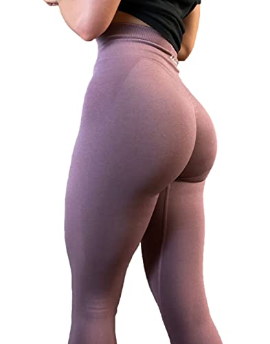 AUROLA سروال ليجنغ نسائي بدون seams لليوغا 7/8 تحكم في البطن للتمارين الرياضية والجري - 25" (M، وردي قديم) - Image 2